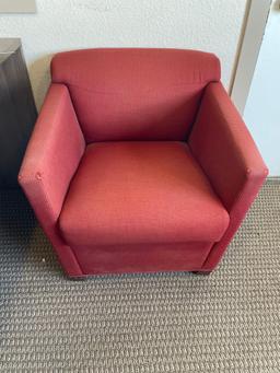 (3) Red lounge chairs