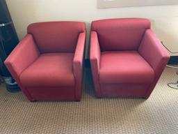 (3) Red lounge chairs