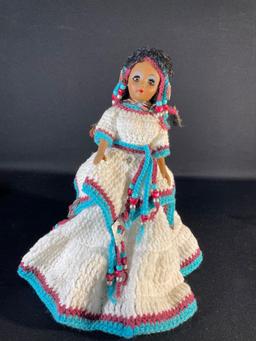 16" Sleep eyed Indian girl doll w/ crocheted dress