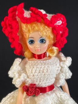 16" Sleep eyed doll w/ crocheted dress