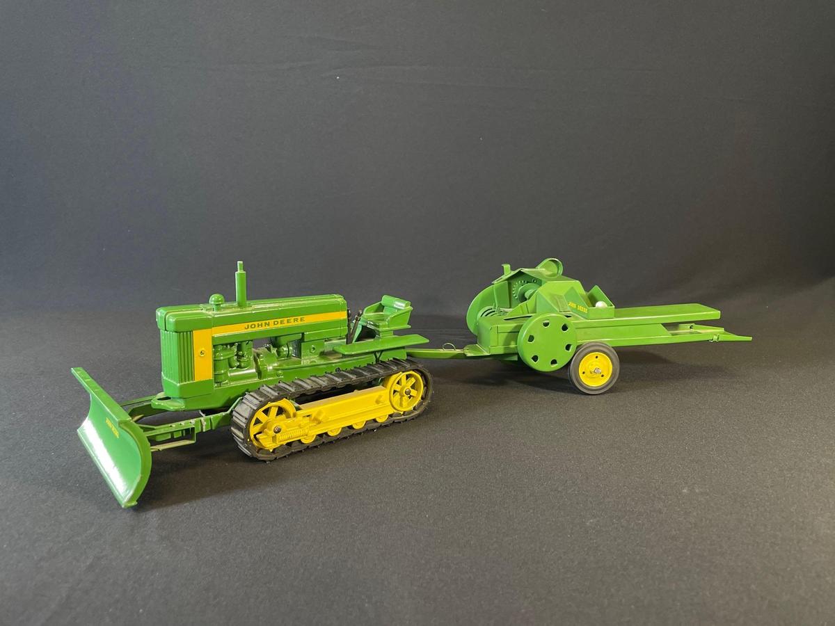 Johon Deere JD 420 crawler track tractor & John Deere hay baler