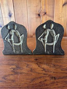 Art Nouveau Brass Bookends