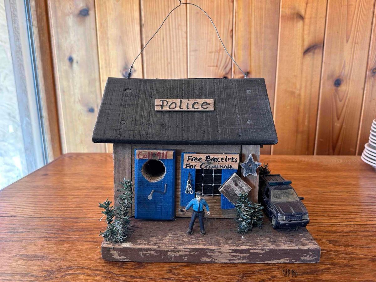 Handmade Police Station Wood Bird Cage