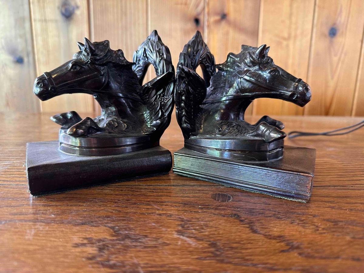 Antique Brass Horse Bookends