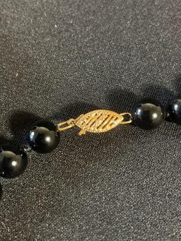Black Onyx and Gold Colored Bead Necklace
