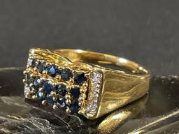 14K Gold Ring with Blue and White Saphire