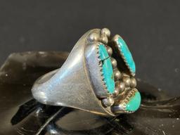 Sterling Silver and Turquoise Mens Ring