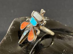 Sterling Silver Hopi Multi Stone Bug Ring