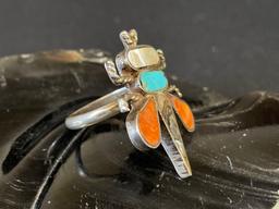 Sterling Silver Hopi Multi Stone Bug Ring