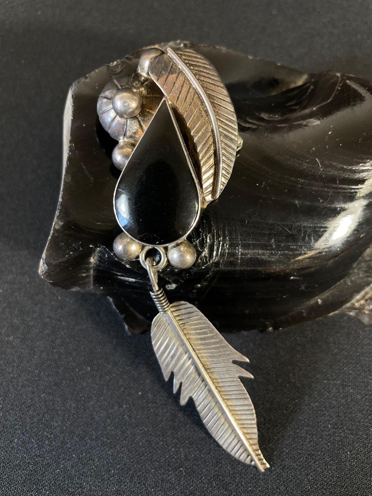 Sterling Silver and Onyx Pin/ Enhanser