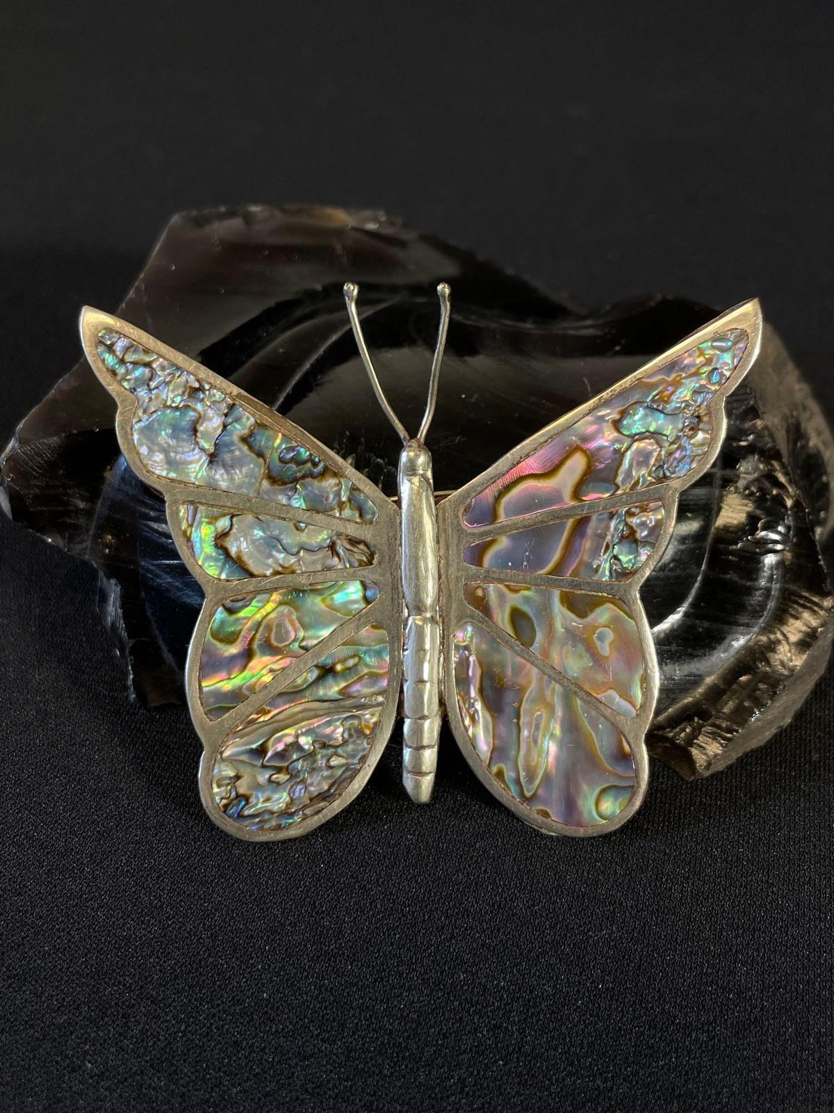 Sterling Silver Mother of Pearl Butterfly Pin