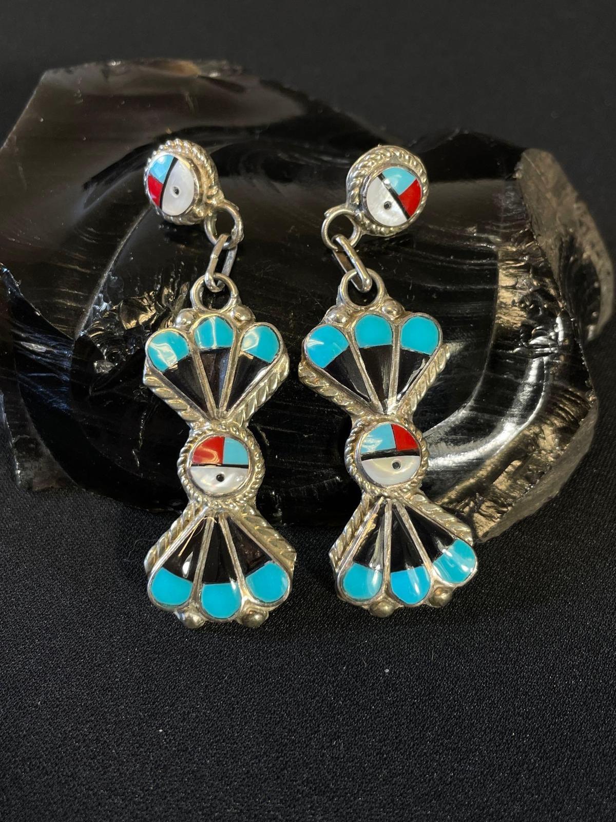 Sterling Silver and Turquoise Drop Earrings