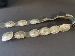 Sterling Silver Concho Belt with turquoise