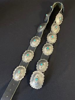 Sterling Silver Concho Belt with turquoise