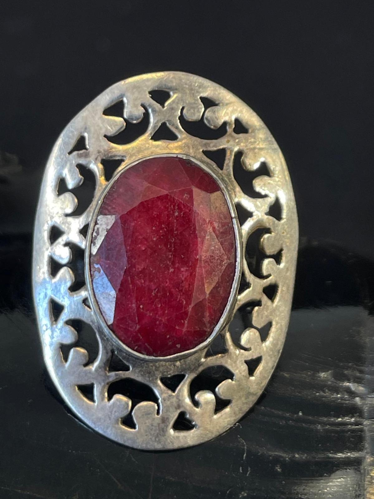 Sterling Silver and Ruby Ring