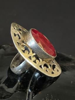 Sterling Silver and Ruby Ring