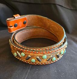 Turquoise 3D brand "bling" belt,