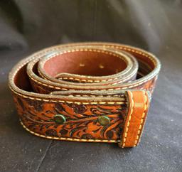 Leather tooled hidden money belt