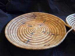 Hopi-made flat woven baskets, set of 3