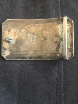 Engraved sterling western buckle, 2-3/4"x1-12", fits 1" belt
