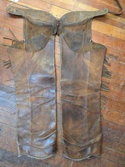 Vintage Clarks leather chaps with fringe