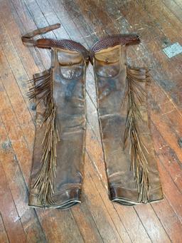 Vintage Clarks leather chaps with fringe