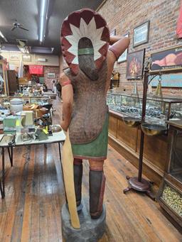 Antique Wood Carved Cigar Store Indian