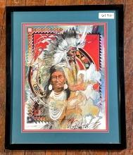 Amy Burnett (1944-) ?Native Headdress ? Signed Print