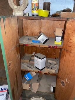 Assorted Tire Changing Equipment & Cabinet w/ Contents
