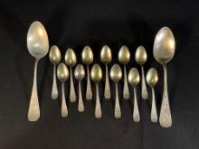 (12)Gorham "Jac Rose" sterling silver sugar spoons gold washed bowl, (2) Tablespoons
