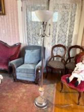 1940's chrome and pink alabaster floor lamp