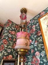 Victorian pull down hall lamp cranberry
