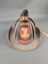 Rare, Nez Perce leather firemans helmet late 1800s. Nez Perce county helmet. 2 letters missing from