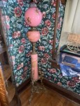 Victorian adustable all glass and brass piano lamp
