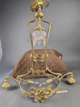 Art Nouveau bronze ceiling chandelier