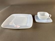 35 pcs. 1950s blue square luncheon dishes