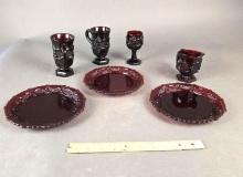 109 pieces ruby red cape cod avon dishes