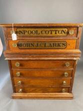 2 section oak John Clark spool cabinet