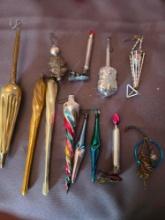 (12) glass and metal ornaments