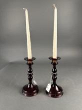 Pair of Vintage purple candle sticks