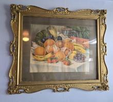 lithograph of assorted fruits, created by James Lee of Chicago in 1904. It'sa still-life