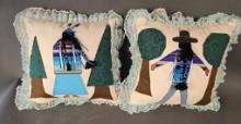 Pair of new hand made native pillows