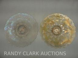 2 HOLLY PLATES WHITE 9 1/2"(ROUGH ON BASE0 & MARIGOLD 9 1/2"