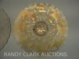 2 HOLLY PLATES WHITE 9 1/2"(ROUGH ON BASE0 & MARIGOLD 9 1/2"