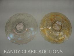 2 HOLLY PLATES WHITE 9 1/2"(ROUGH ON BASE0 & MARIGOLD 9 1/2"