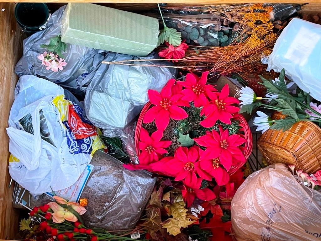 Crate and contents of Artificial Flowers