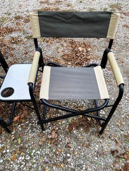 Pair of Camping Chairs with Tray Tables