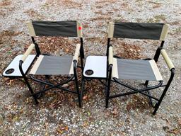 Pair of Camping Chairs with Tray Tables