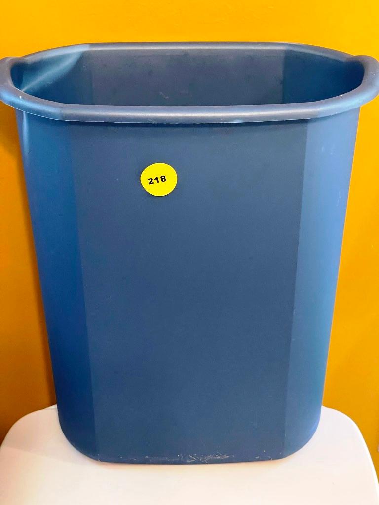 Wooden Stool and Wastebaskets