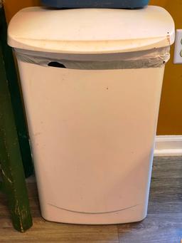 Wooden Stool and Wastebaskets